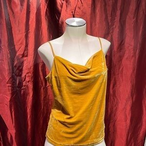 GOLD spaghetti strap velvet tank top B Y PAPARAZZI BIZ NWT